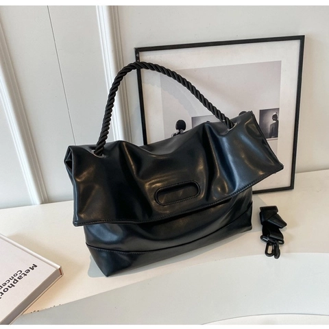 Borsa Tote Vintage Da Donna Grande Capacità In Morbida Pelle PU Borsa A Tracolla Con Manico In Corda Intrecciata Per Uso Quotidiano