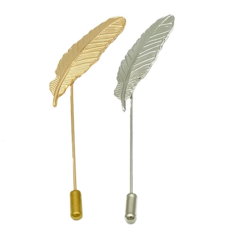 Vintage Legierung Feder Blatt Reversnadel Brosche Für Herren Damen Business Anzug Hochzeit Bankett Bekleidungszubehör Gold Silber