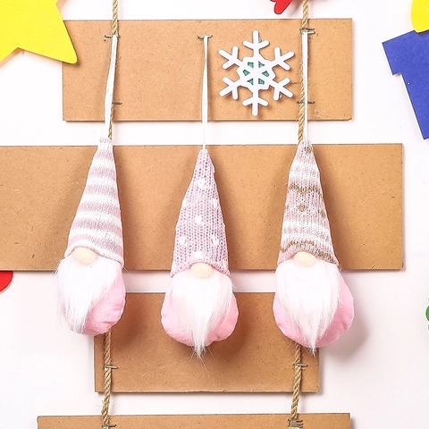 Christmas Gnome Pendants Knitted Plush Faceless Doll Ornaments For Christmas Tree Hanging Home Decor Festive Nordic Style