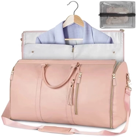 Sac De Voyage Pliable Avec Fonction Housse De Vêtement Porte-Costume Grande Capacité Polyester Cuir PU Imperméable