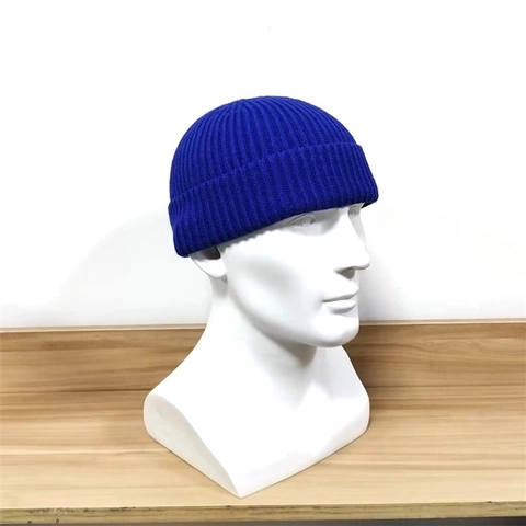 Short Ribbed Knit Melon Cap Docker Hat For Men Women Warm Solid Color Pullover Beanie Soft Stretchy Winter