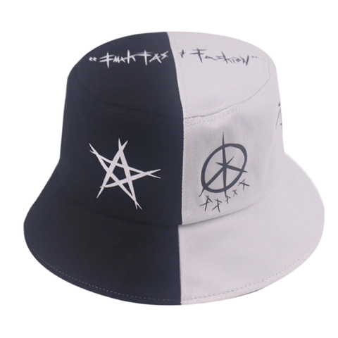 Cappello da Pescatore Unisex Streetwear Graffiti Stampa Stella Nero Bianco Color Block Cotone Tela Parasole Punk Stile