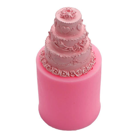 Stampo In Silicone Torta A Tre Livelli Rilievo Floreale Cuore DIY Fondant Cottura Candela Aromaterapia Gesso Sapone Resina