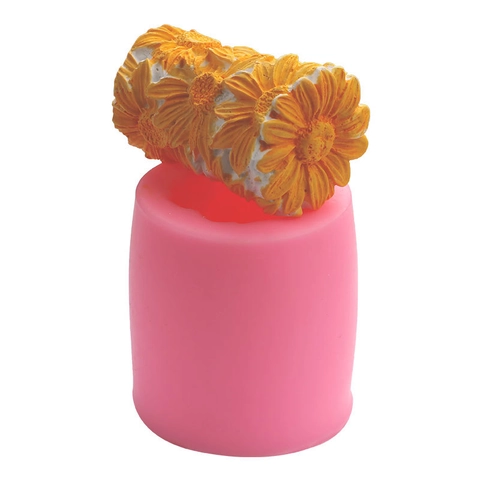 3D Sunflower Column Silicone Mold For Cake Decoration Candle Making Handmade Soap DIY Craft Floral Design