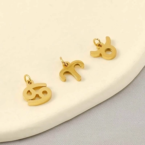 Zodiac Sign Pendant 18k Gold Plated 304 Stainless Steel Hollow Constellation Charms DIY Jewelry Making Women Men