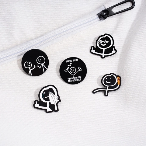Lustige Cartoon Strichmännchen Emaille Pins Legierung Lack Brosche Set Kreative Meme Abzeichen Für Rucksack Jacke Zubehör Herren Damen