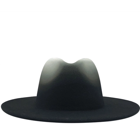 Cappello Fedora A Tesa Larga Sfumato Ombre Bicolore Feltro Di Lana Berretto Jazz Stile Britannico Per Uomini Donne