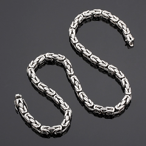 Collana A Catena Bizantina Da Uomo Acciaio Inossidabile Fibbia Quadrata Pesante Stile Hip Hop Punk Gioielli