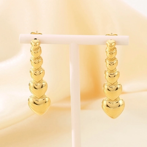 Orecchini a Bottone a Cuore in Acciaio Inossidabile Minimalista per Donna Placcato Oro 18K Orecchini Pendenti a Cuore Martellato Gioielli