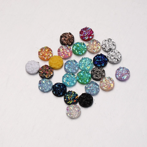 Round Resin Druzy Rhinestones Flatback Starry Glitter Cabochons For DIY Jewelry Making Accessories Crafting Novelty
