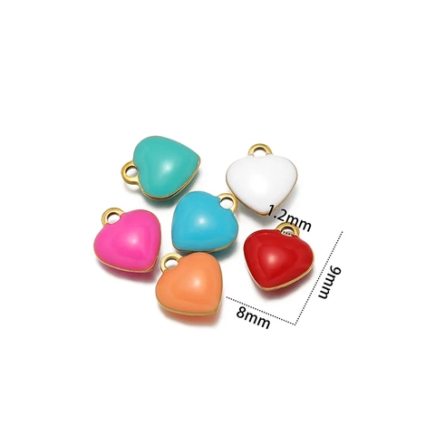 Heart Pendants Stainless Steel Enamel Oil Dripping Macaron Colorful DIY Jewelry Making Necklace Accessories For Women