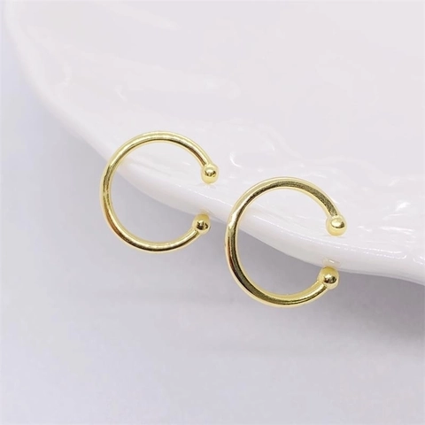 925 Sterlingsilber Polierte U-Förmige Ohrklemme Ohne Piercing Goldene Kugelenden Minimalistischer Schmuck Für Herren Damen