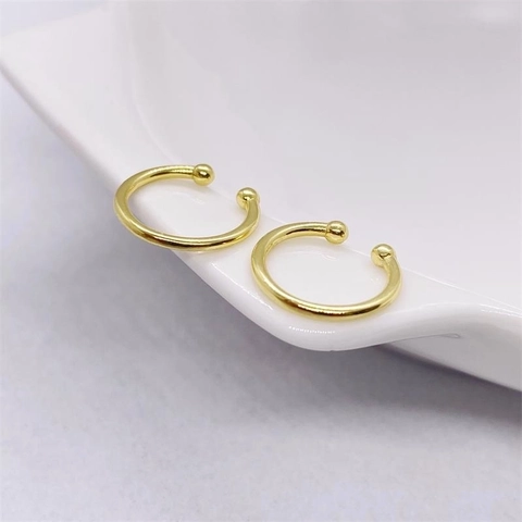 925 Sterlingsilber Polierte U-Förmige Ohrklemme Ohne Piercing Goldene Kugelenden Minimalistischer Schmuck Für Herren Damen