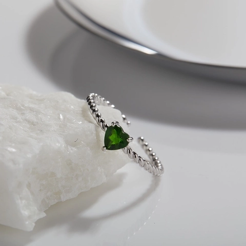 Herz Naturstein Ring 925 Sterlingsilber Verstellbar Offen Gedrehtes Seil Granat Topas Schmuck Für Frauen