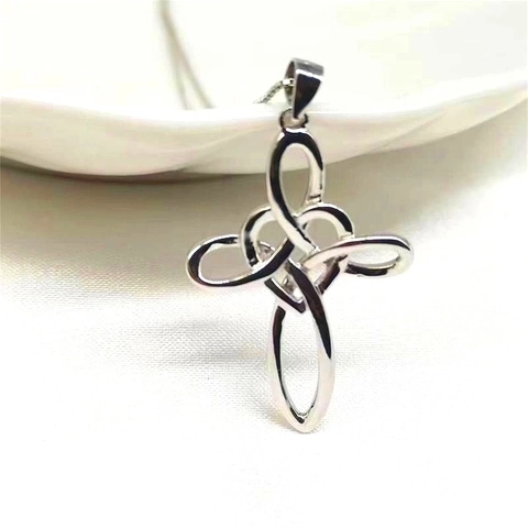925 Sterling Zilver Keltische Knoop Hart Kruis Hanger Ketting Met Box Ketting Voor Vrouwen Religieuze Eenvoudige Vintage Sieraden Cadeau