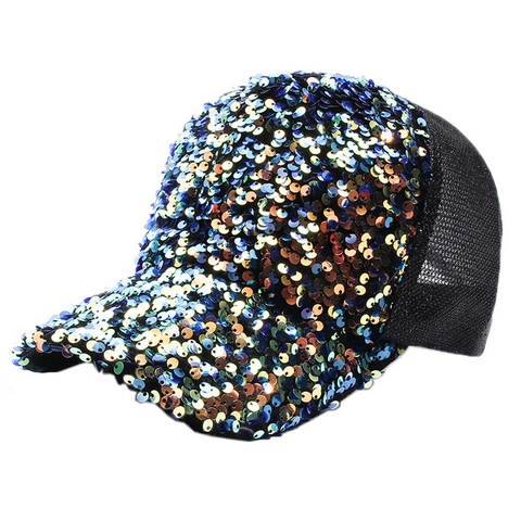 Cappello Da Baseball Con Paillettes Moda Mesh Traspirante Trucker Hat Protezione Solare Estate Casual Per Donna