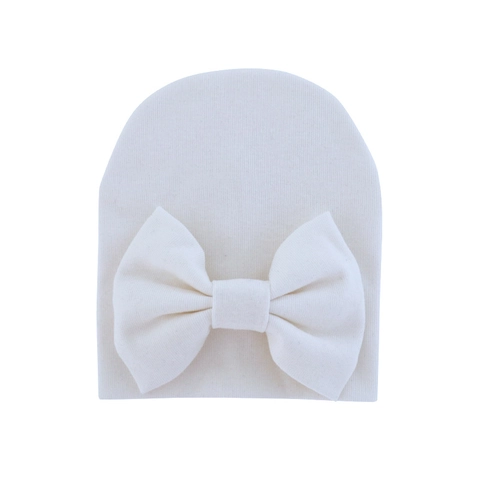 Soft Cotton Knitted Baby Beanie Hat With Large Bow Decorative Newborn Infant Hospital Cap Warm Elastic Toddler Headwear