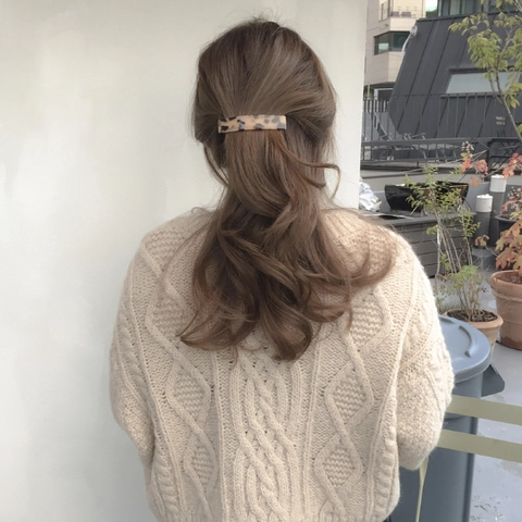 Fermaglio Per Capelli In Acetato Rettangolare Motivo Marmo Molletta Automatica Accessorio Moda Per Donne E Ragazze