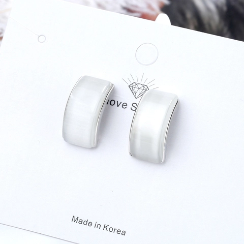 Geometrische Kupfer Katzenaugenstein Ohrstecker Minimalistische C-Förmige Halbring Ohrringe Mode Pendeln Chic Schmuck Für Damen