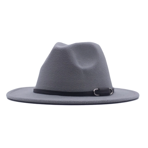 Wollfilz Fedora Jazz Hut Vintage Breite Krempe Panama Hut Mit Gürtelschnalle Mode Lässig Winter Party Hut Für Damen Herren
