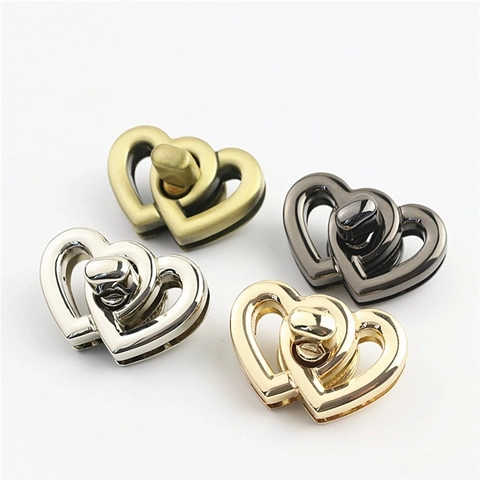 Fermoir Rotatif Sac En Forme De Coeur Alliage De Zinc Métal Double Coeur Matériel Pour Sacs À Main Bricolage