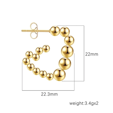 Pendientes Corazón Perlas Acero Inoxidable Baño Oro 18K Cuentas Pulidas Joyería Geométrica Para Mujeres