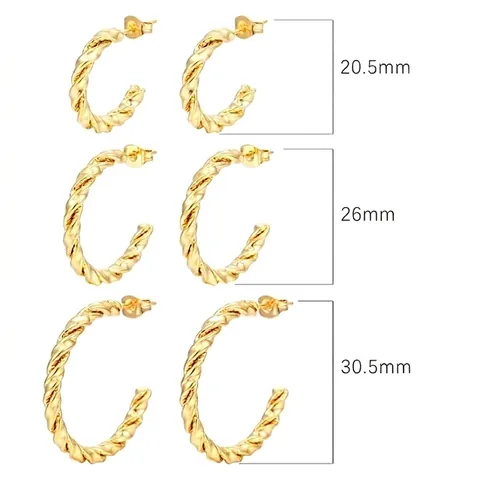Orecchini A Cerchio In Acciaio Inossidabile Da Donna Design A Spirale Intrecciata Forma A C Placcati Oro Argento Gioielli