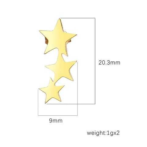 Minimalist Stainless Steel Three Star Stud Earrings 18K Gold Plated Personalized Geometric Star Jewelry For Men Women Unisex