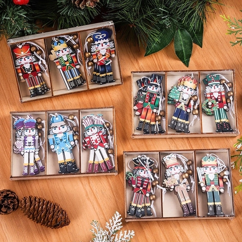 Ornamenti Per Albero Di Natale Soldato Schiaccianoci In Legno Dipinti Bambole Appese Decorazioni Festive