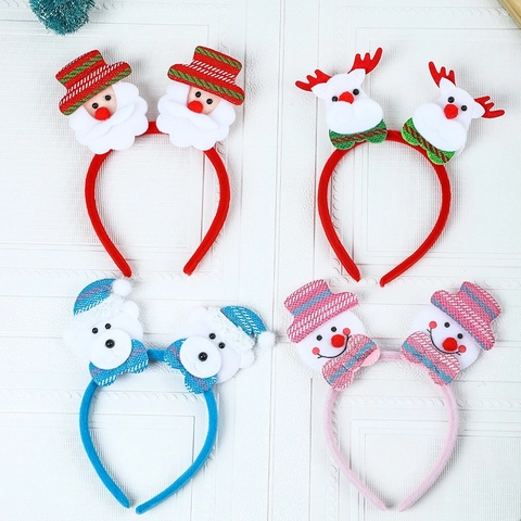 Diadema Navidad LED Brillante Papá Noel Muñeco De Nieve Reno Franela Peluche Lentejuelas Fiesta Accesorios Cabello