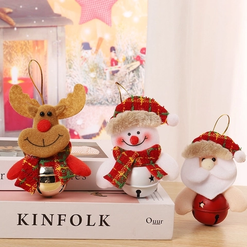 Ornamenti Campanella Natale Peluche Babbo Natale Pupazzo Neve Renna Decorazione Albero Festa Casa Stile Cartone