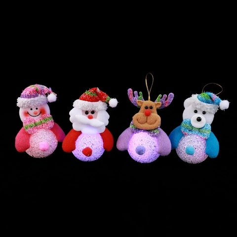Weihnachtsbaum Anhänger LED Leuchtend EVA Plüsch Cartoon Weihnachtsmann Schneemann Rentier Bär Nachtlicht Dekorationen