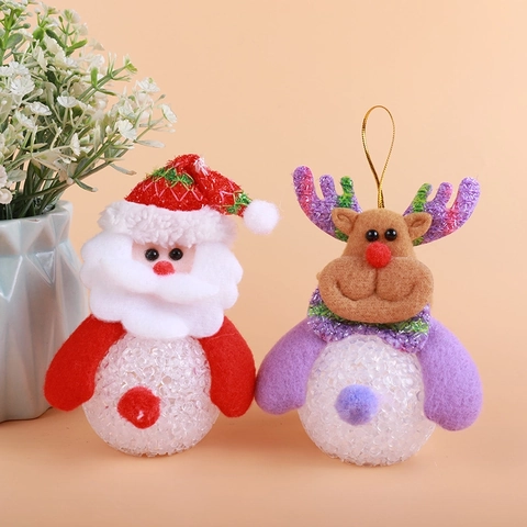 Weihnachtsbaum Anhänger LED Leuchtend EVA Plüsch Cartoon Weihnachtsmann Schneemann Rentier Bär Nachtlicht Dekorationen
