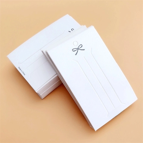 Cartellini Per Esposizione Gioielli Cartone Bianco Elegante Design Fiocco Per Fermagli Capelli Spille Accessori Confezione Etichette