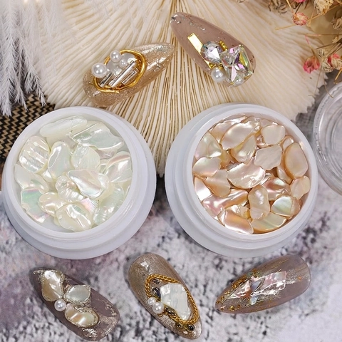 Flocons De Coquille D'Abalone Naturels Irisés Style Baroque Nail Art Tranches Irrégulières Décoration De Manucure DIY