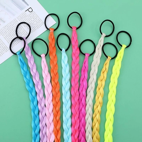 Trecce Colorate Per Parrucche Per Ragazze Bambini Elastici Per Capelli Fibra Sintetica Treccia Lunga Elastici Per Capelli