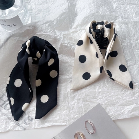 Elegante Pinza Per Capelli Con Fiocco In Raso Fermaglio A Pois Stile Francese Per Donne Ragazze