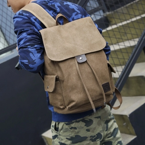 Mochila De Lona Vintage Gran Capacidad Bolsa De Viaje Con Compartimento Para Portátil Mochila Retro Casual Unisex