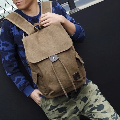 Mochila De Lona Vintage Gran Capacidad Bolsa De Viaje Con Compartimento Para Portátil Mochila Retro Casual Unisex