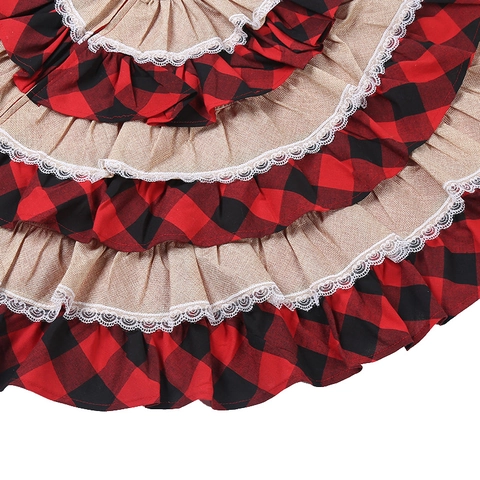 Falda De Árbol De Navidad Cuadros Búfalo Arpillera Encaje Decoración Rústica Navideña Para El Hogar Tapete