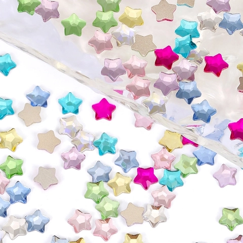Forme Miste Strass Per Unghie Cristallo Di Vetro Retro Piatto Cuore Stella Luna Colorato Brillante Decorazioni Manicure DIY