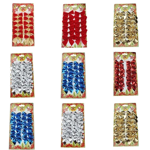 Christmas Bow Ornaments Flocked Cloth Metallic Fabric For Christmas Tree Decoration Holiday Party Gift Hanging Decor Colorful Bowknots