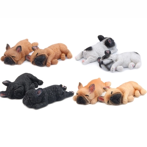 Miniatur Französische Bulldogge Figur Harz Schlafender Welpe Modell Kühlschrankmagnet Schreibtischdeko Auto Deko DIY Bastelzubehör