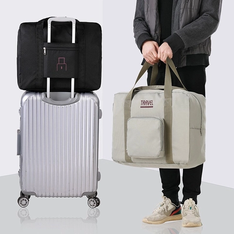 Foldable Travel Duffel Bag Waterproof Oxford Cloth Large Capacity Handbag With Luggage Handle Sleeve For Weekend Trip