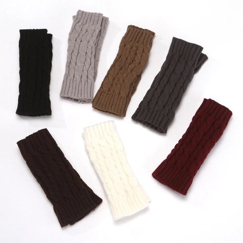 Guantes De Punto Sin Dedos Invierno Cálido Patrón De Trenzas Acrílico Lana Corto Medio Dedo Para Hombres Mujeres Unisex