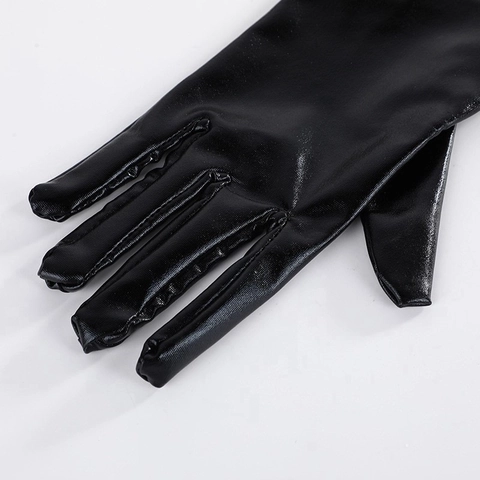 Guantes Largos de Cuero Sintético Metálico Sexy para Mujer Recubiertos Brillantes para Cosplay Actuación Fiesta Aspecto Mojado Baile