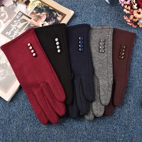 Womens Winter Warm Gloves Cotton Thickened Touchscreen Full Finger For Driving Elegant Outdoor Windproof Suede Feel