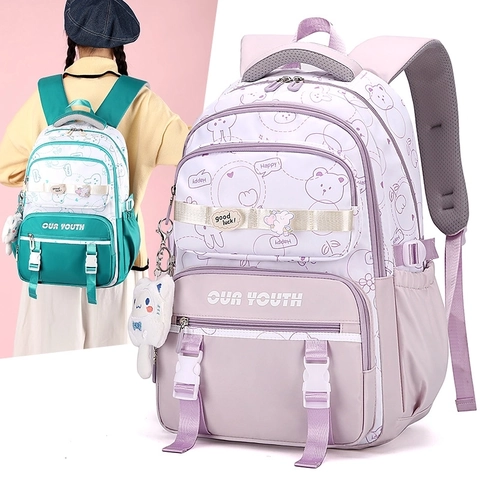 Large Capacity Oxford School Backpack Waterproof College Style Contrast Color Student Bag For Girls Casual Travel