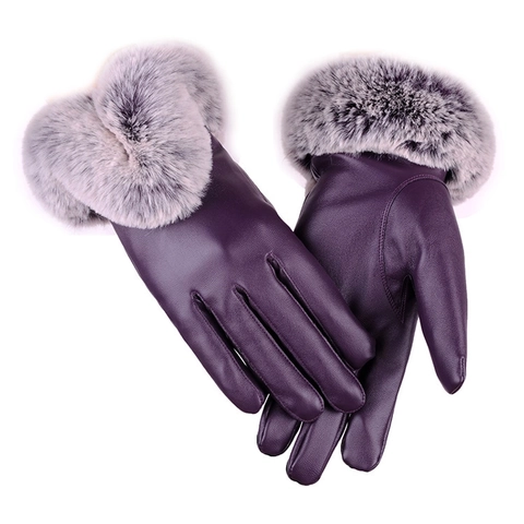 Women Men Winter Touchscreen Gloves Windproof Polyester Faux Leather Plus Velvet Warm Cycling Gloves Outdoor Cold Weather Fashion Mittens