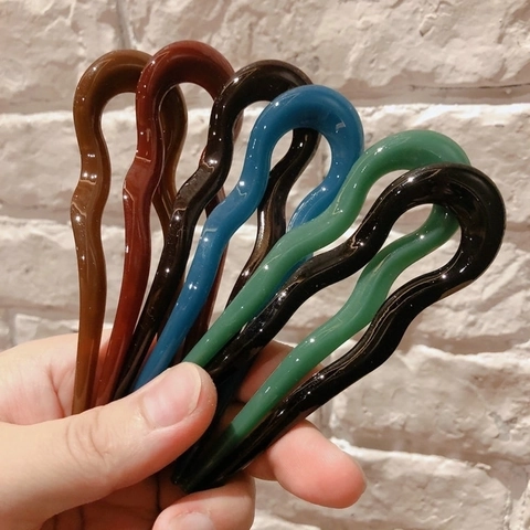 U-Vorm Golf Haarvork Hars Franse Twist Knot Maker Stok Retro 2 Tanden Pin Voor Vrouwen Bruid Bruiloft Styling